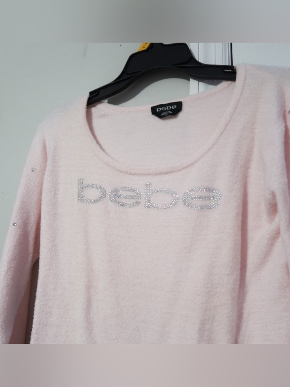 bebe rhinestone pink sweater